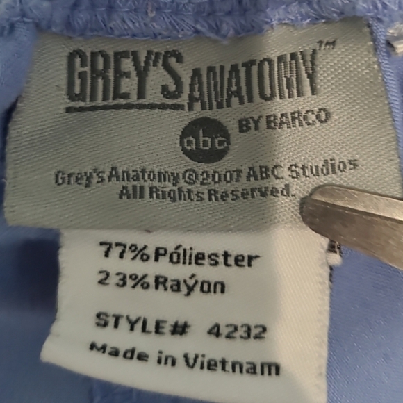 Grey's Anatomy Riley 5-Pocket Mid-Rise Flared Leg Scrub Pant Ceil Blue Sz Large - Picture 5 of 11